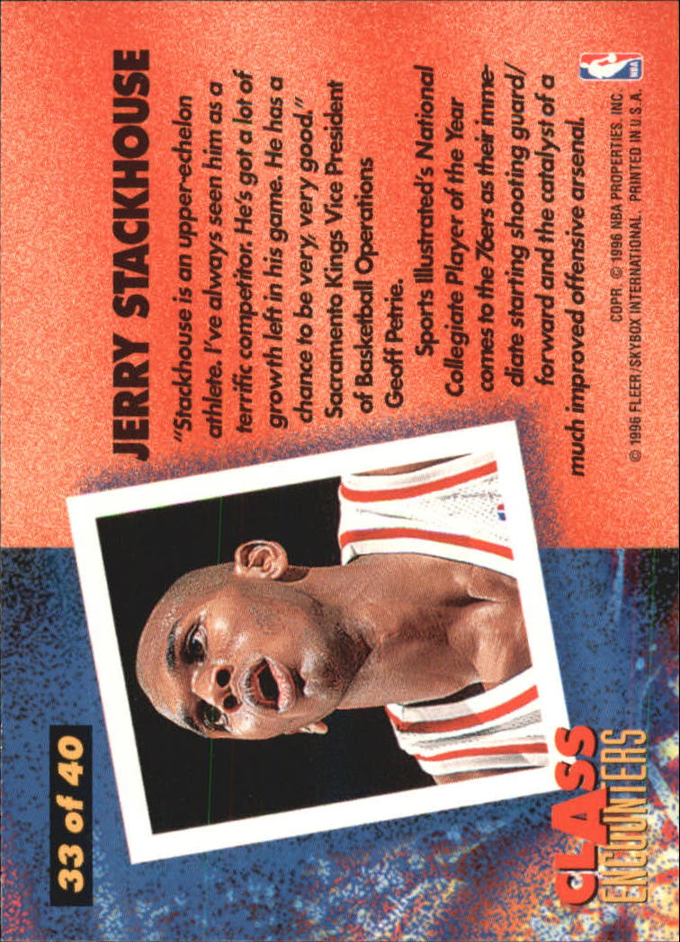 1995-96 Fleer Class Encounters #33 Jerry Stackhouse back image