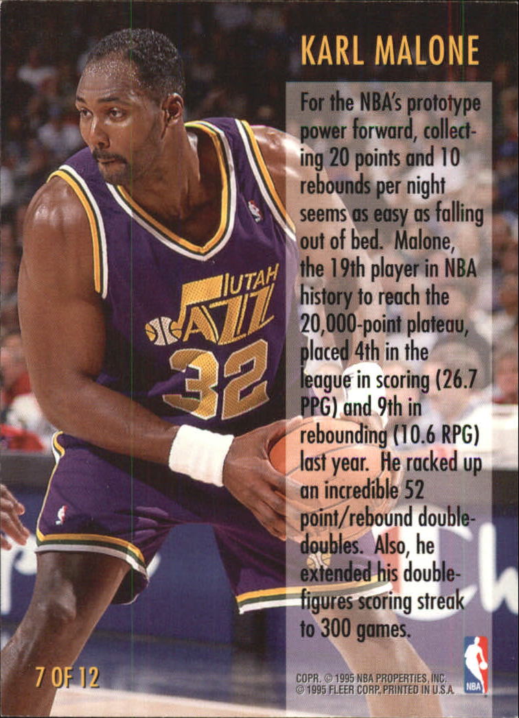 1995-96 Fleer Double Doubles #7 Karl Malone back image