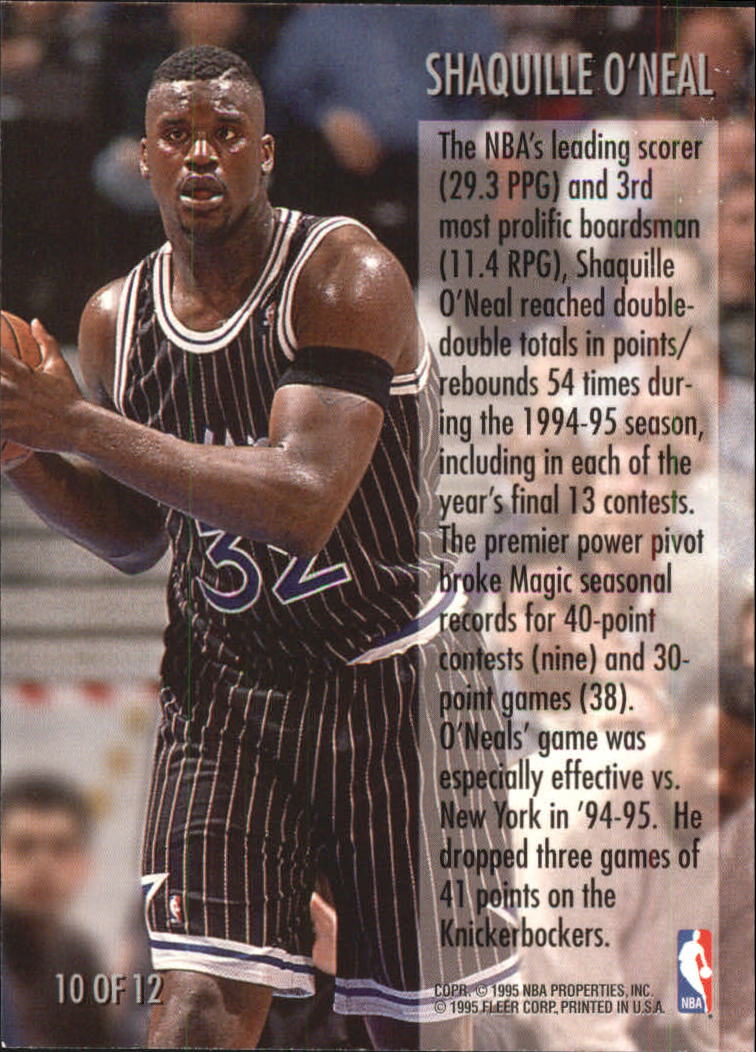 1995-96 Fleer Double Doubles #10 Shaquille O'Neal back image