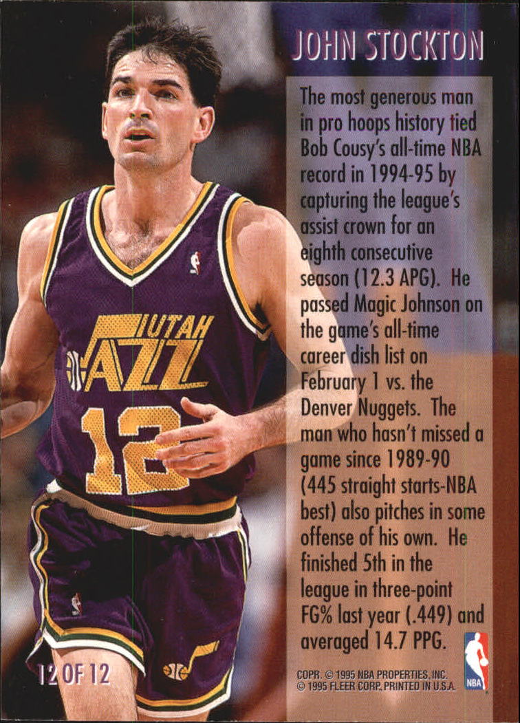 1995-96 Fleer Double Doubles #12 John Stockton back image