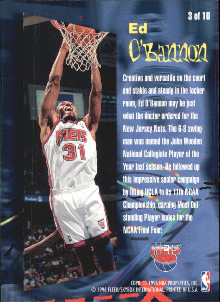 1995-96 Fleer Rookie Phenoms Hot Pack #3 Ed O'Bannon back image