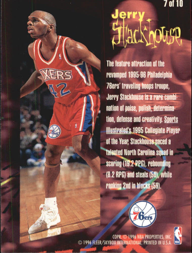 1995-96 Fleer Rookie Phenoms Hot Pack #7 Jerry Stackhouse back image