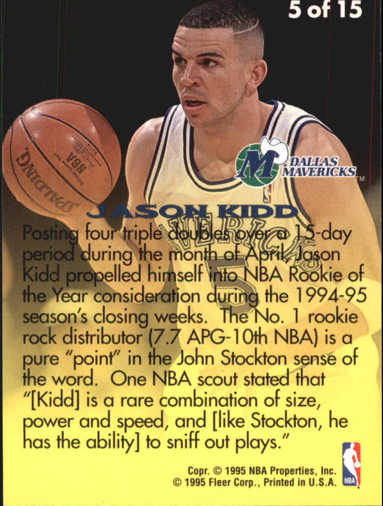 1995-96 Fleer Rookie Sensations #5 Jason Kidd back image