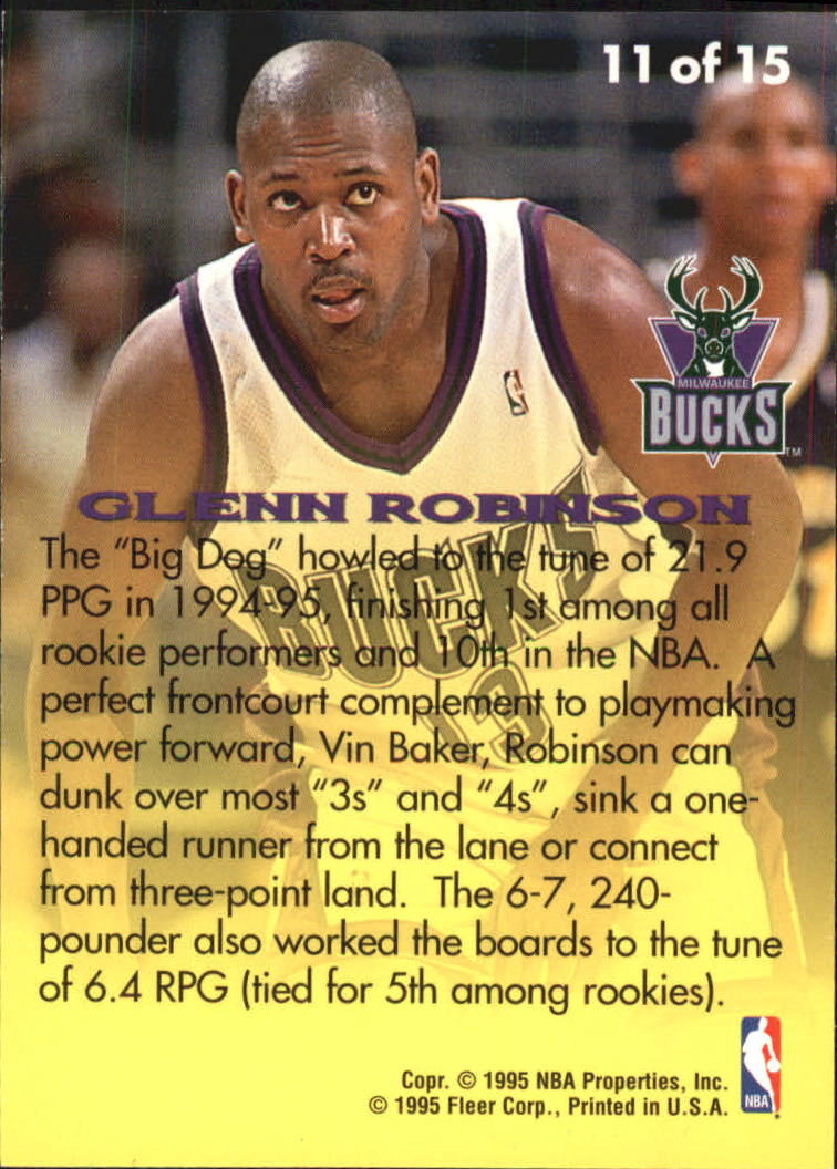 1995-96 Fleer Rookie Sensations #11 Glenn Robinson back image