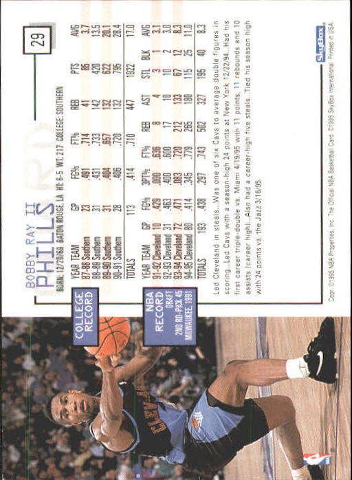 1995-96 Hoops #29 Bobby Phills back image