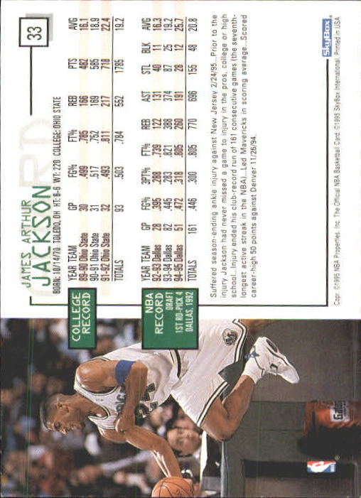 1995-96 Hoops #33 Jim Jackson back image