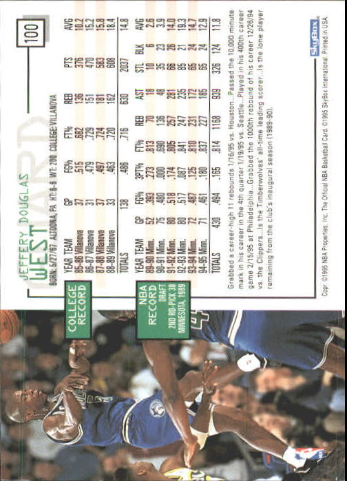 1995-96 Hoops #100 Doug West back image