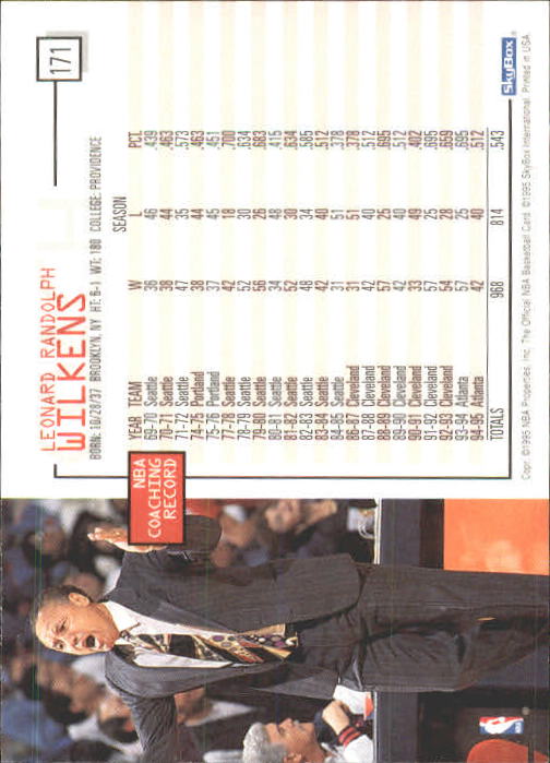 1995-96 Hoops #171 Lenny Wilkens CO back image