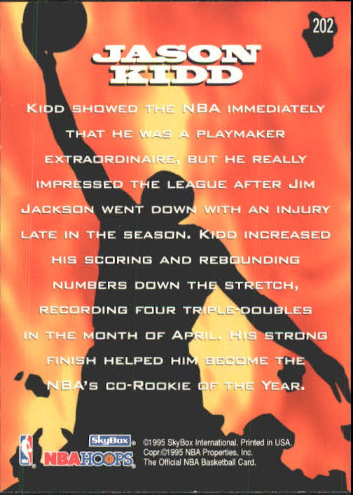 1995-96 Hoops #202 Jason Kidd SS back image