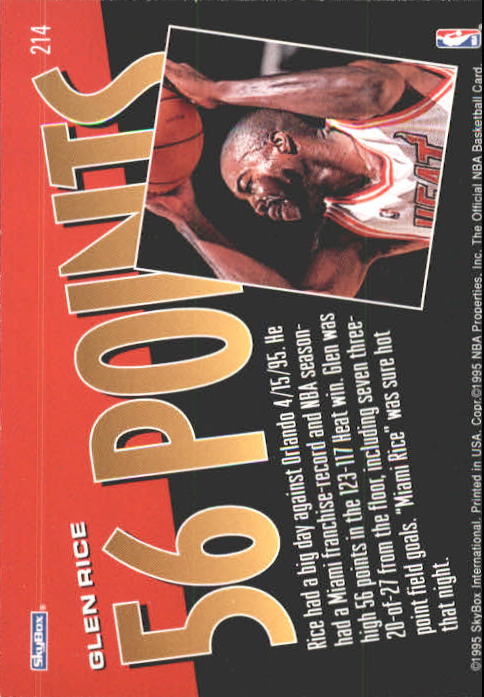 1995-96 Hoops #214 Glen Rice MS back image