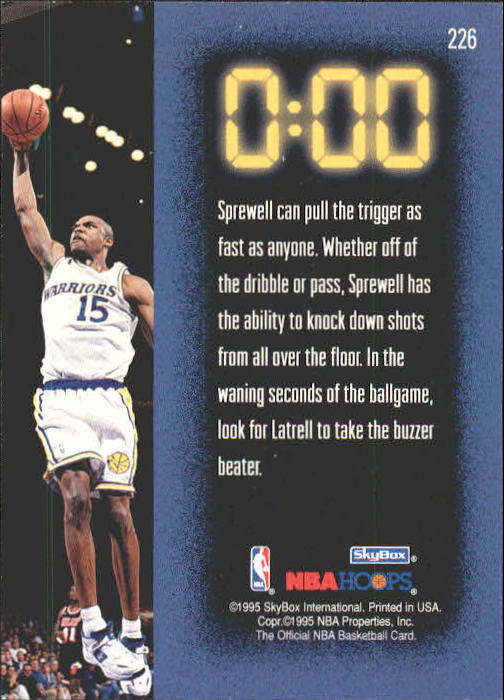 1995-96 Hoops #226 Latrell Sprewell BB back image