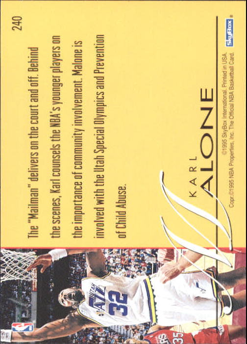 1995-96 Hoops #240 Karl Malone CA back image