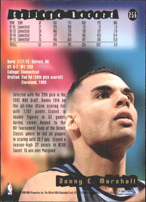 1995-96 Hoops #256 Donny Marshall RC back image