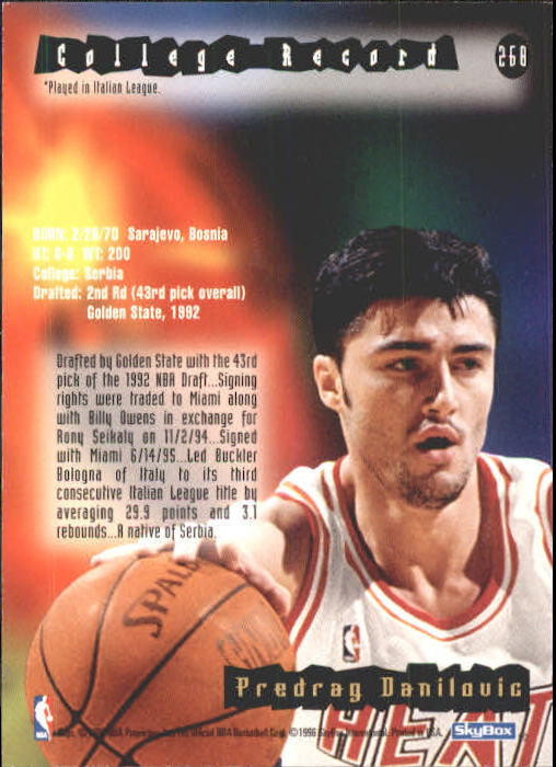 1995-96 Hoops #268 Sasha Danilovic RC back image