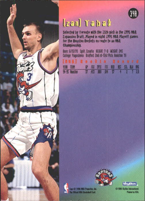 1995-96 Hoops #348 Zan Tabak ET back image