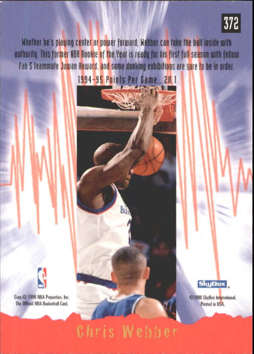 1995-96 Hoops #372 Chris Webber ES back image