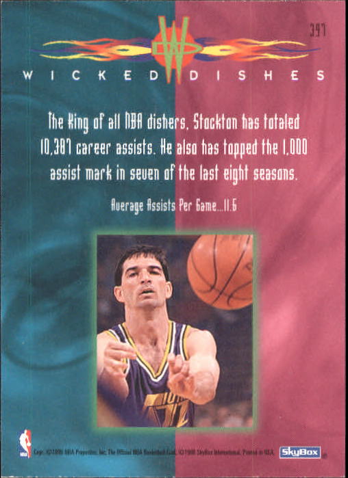 1995-96 Hoops #397 John Stockton WD back image