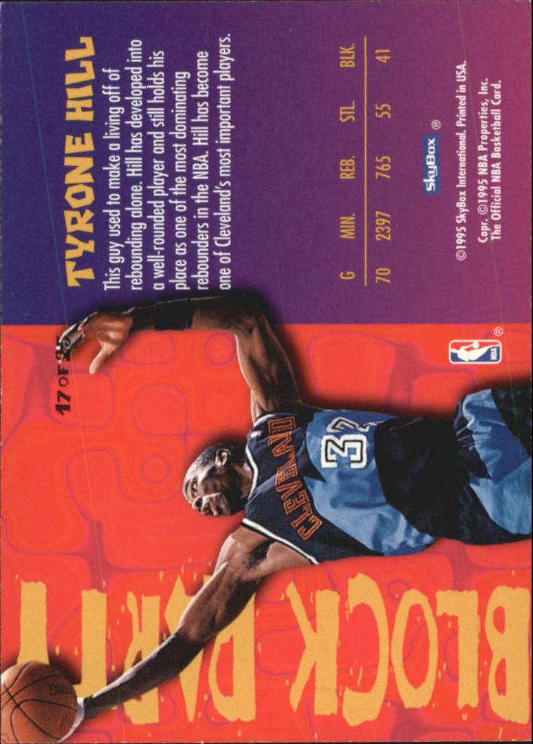 1995-96 Hoops Block Party #17 Tyrone Hill back image