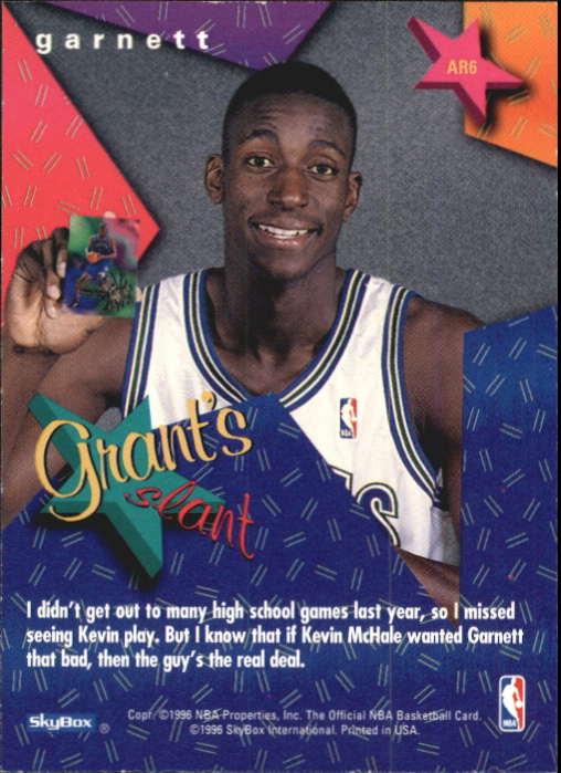 1995-96 Hoops Grant's All-Rookies #AR6 Kevin Garnett back image