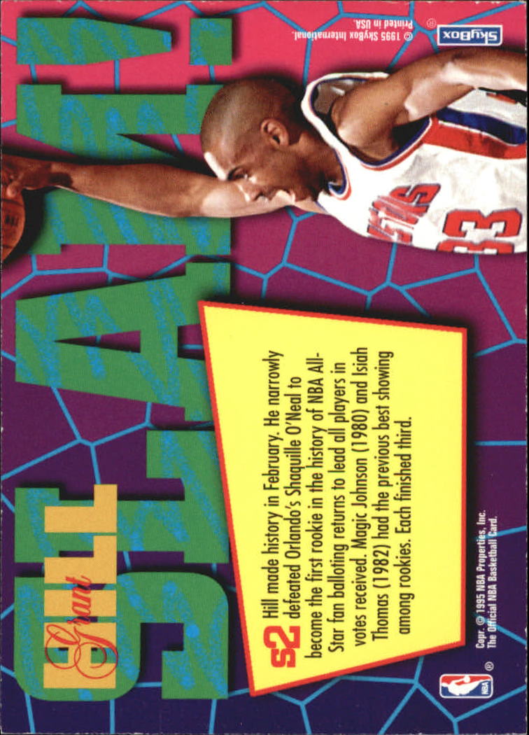 1995-96 Hoops Grant Hill Dunks/Slams #S2 Grant Hill/L-Card back image