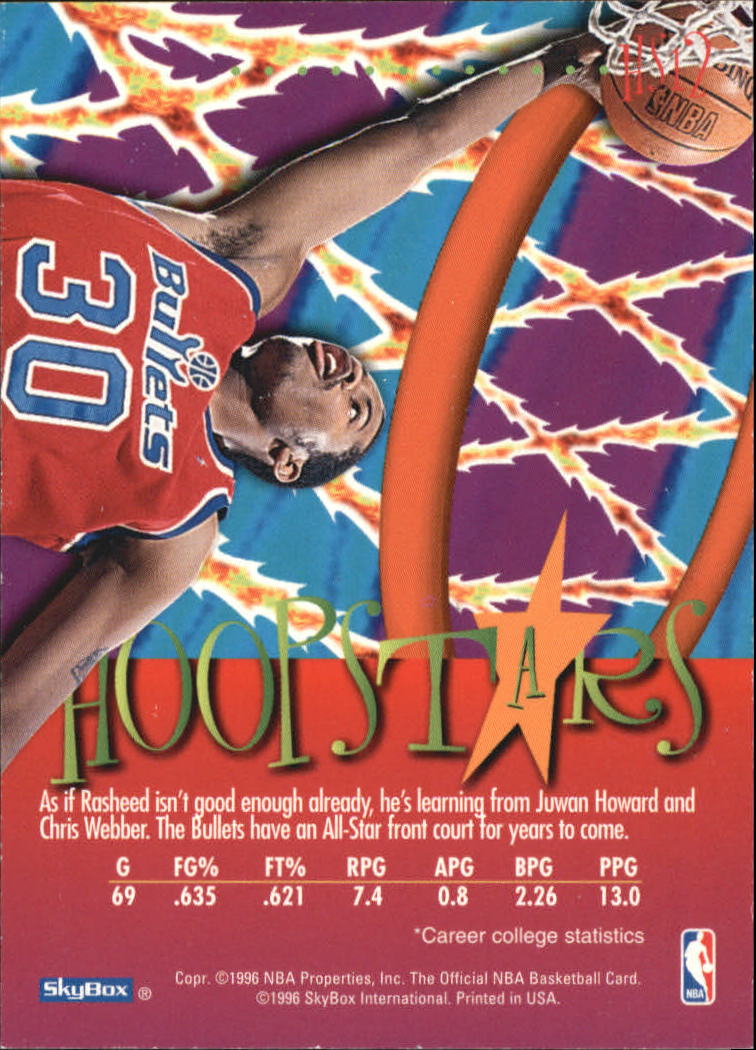1995-96 Hoops HoopStars #HS12 Rasheed Wallace back image
