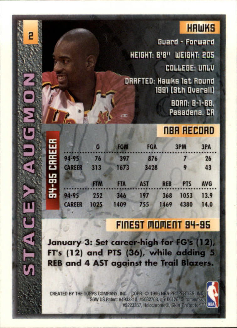 1995-96 Finest #2 Stacey Augmon back image