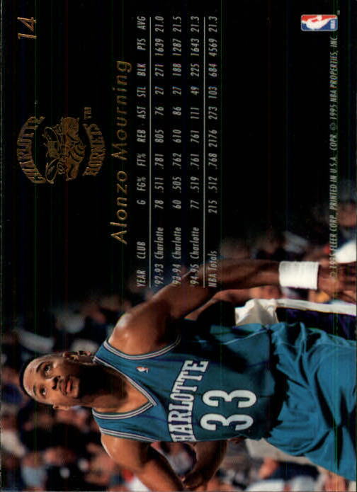 1995-96 Flair #14 Alonzo Mourning back image