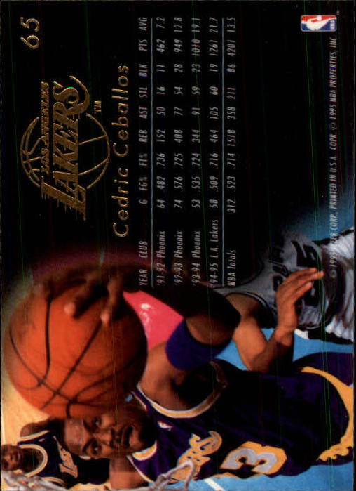 1995-96 Flair #65 Cedric Ceballos back image