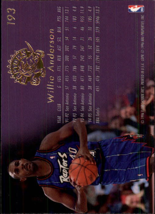 1995-96 Flair #193 Willie Anderson EXP back image