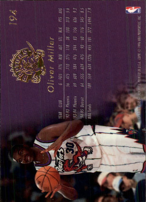 1995-96 Flair #194 Oliver Miller EXP back image