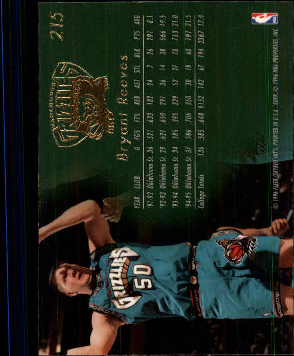 1995-96 Flair #215 Bryant Reeves RC back image