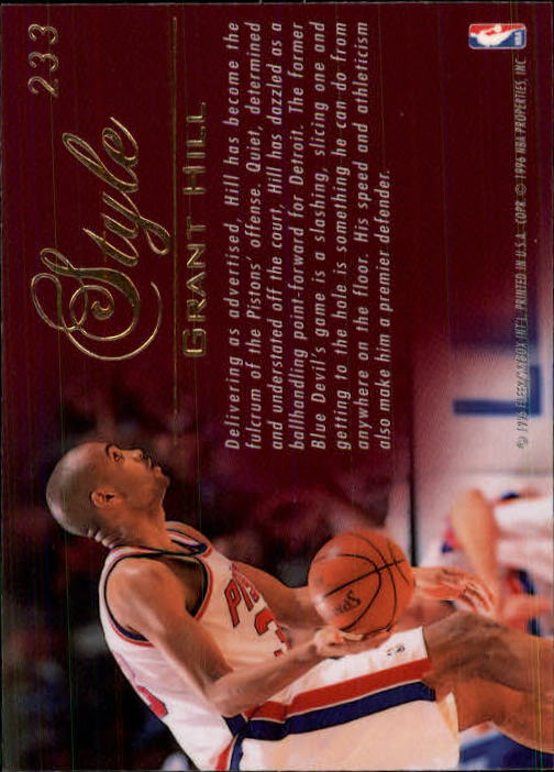 1995-96 Flair #233 Grant Hill STY back image