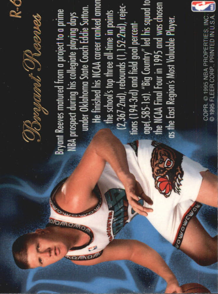 1995-96 Flair Class of '95 #R6 Bryant Reeves back image