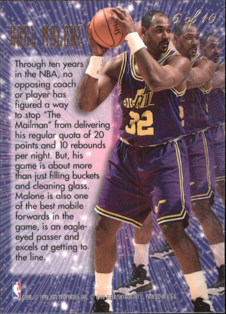 1995-96 Flair New Heights #6 Karl Malone back image