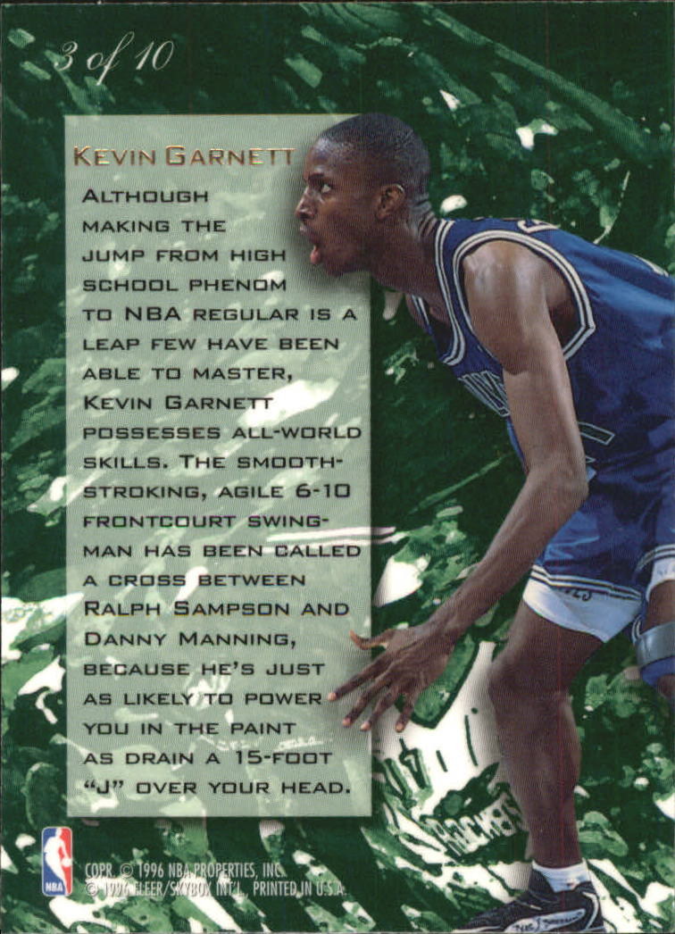 1995-96 Flair Wave of the Future #3 Kevin Garnett back image