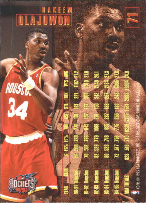 1995-96 Fleer #71 Hakeem Olajuwon back image