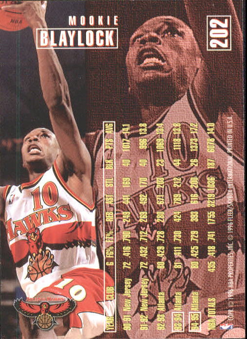 1996 MOOKIE BLAYLOCK Fleer Basketball Card # 202 Made in USA