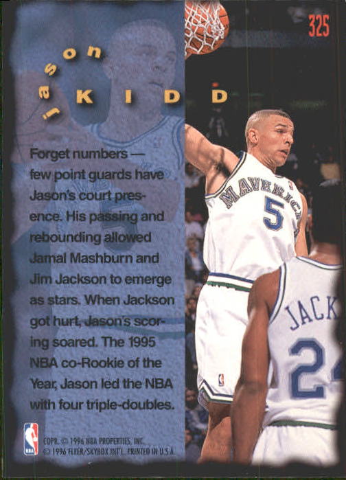 1995-96 Fleer #325 Jason Kidd FF back image