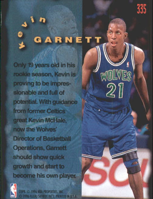 1995-96 Fleer #335 Kevin Garnett FF back image