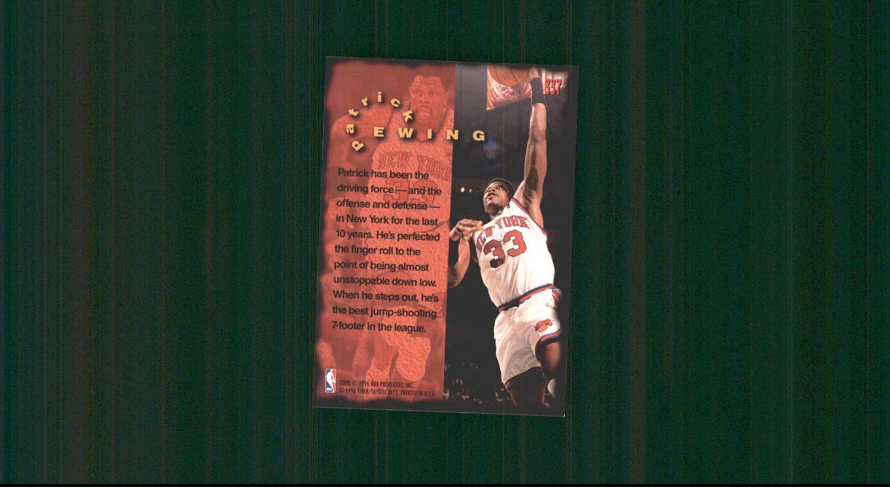 1995-96 Fleer #337 Patrick Ewing FF back image