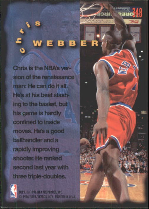 1995-96 Fleer #348 Chris Webber FF back image