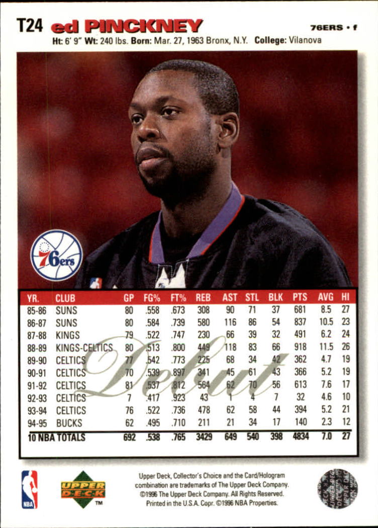 1995-96 Collector's Choice Debut Trade Player's Club #T24 Ed Pinckney back image