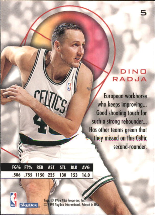 1995-96 E-XL #5 Dino Radja back image