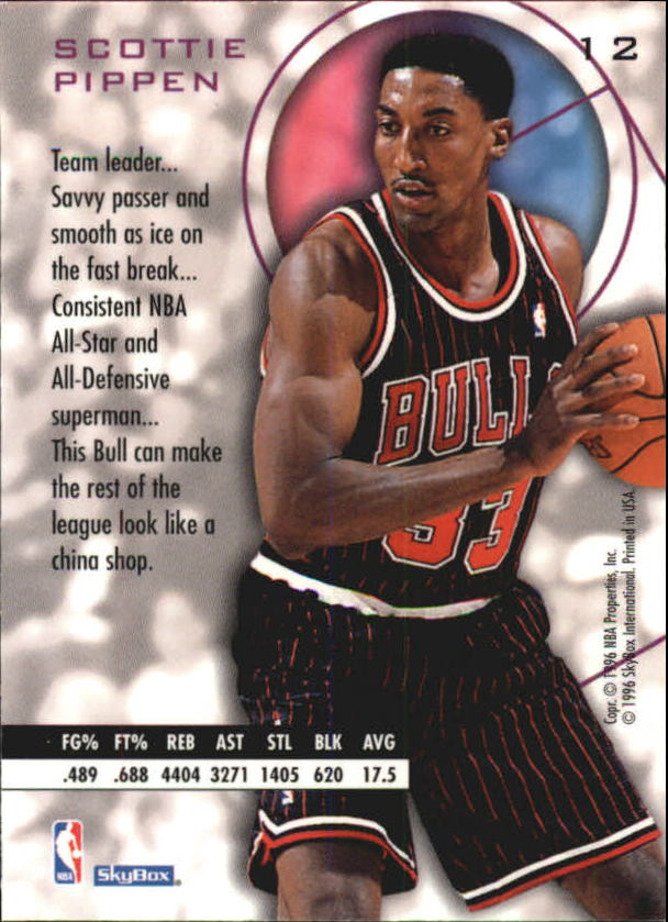 1995-96 E-XL #12 Scottie Pippen back image