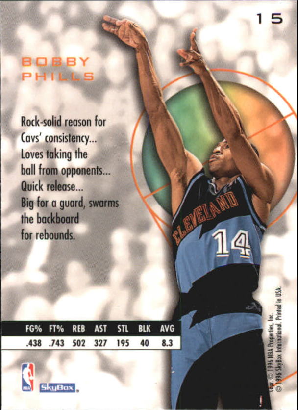 1995-96 E-XL #15 Bobby Phills back image