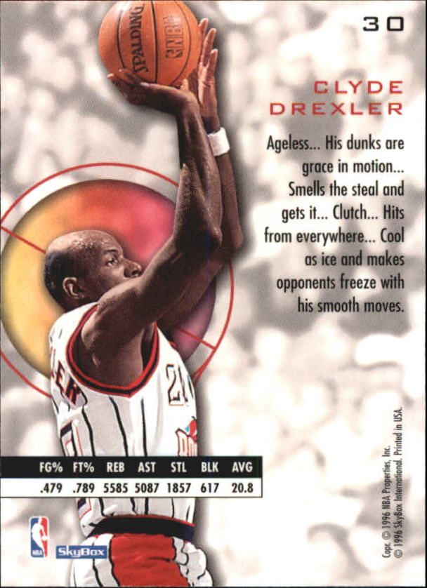 1995-96 E-XL #30 Clyde Drexler back image