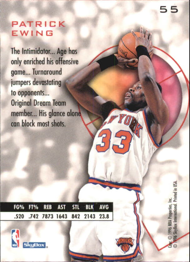 1995-96 E-XL #55 Patrick Ewing back image