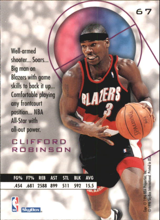 1995-96 E-XL #67 Clifford Robinson back image