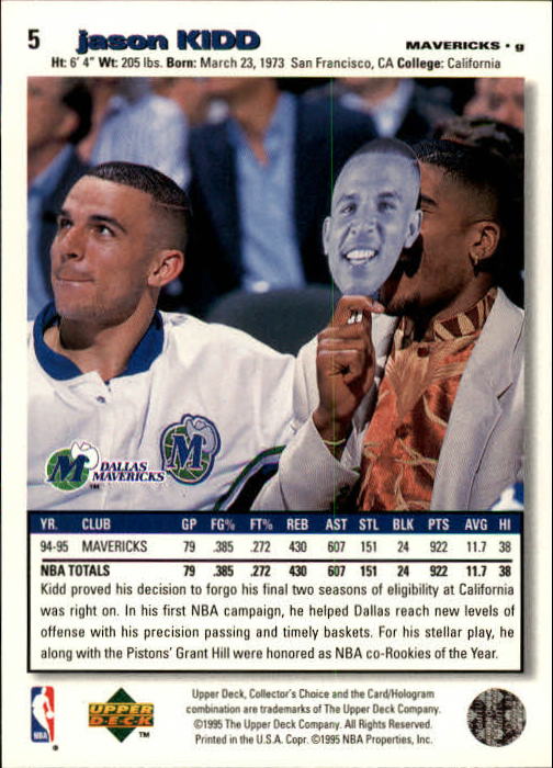 1995-96 Collector's Choice #5 Jason Kidd back image