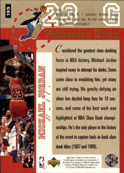 1995-96 Collector's Choice #195 Michael Jordan PD - From Factory 